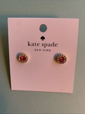 kate spade Gold-Tone Pink Halo Crystal Stud Earrings